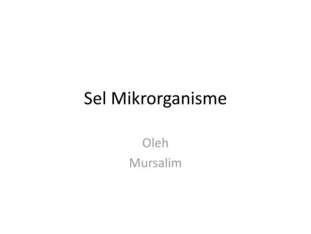 Sel Mikrorganisme Oleh Mursalim.