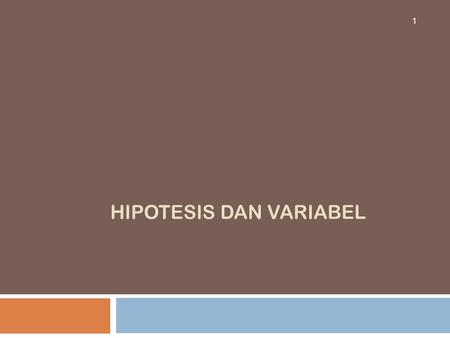 HIPOTESIS DAN VARIABEL