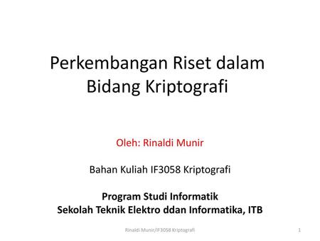 Perkembangan Riset dalam Bidang Kriptografi