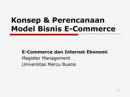 Konsep & Perencanaan Model Bisnis E-Commerce