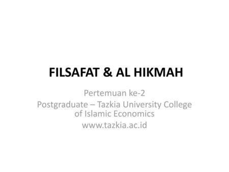 Postgraduate – Tazkia University College of Islamic Economics