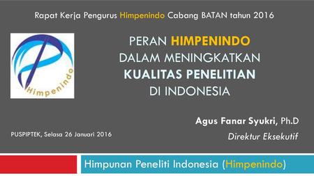 Peran Himpenindo dalam Meningkatkan Kualitas Penelitian di indonesia