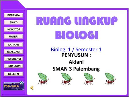 Biologi 1 / Semester 1 PENYUSUN : Aklani SMAN 3 Palembang