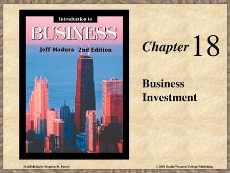 18 Chapter Business Investment Introduction to