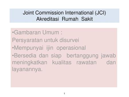 Joint Commission International (JCI) Akreditasi Rumah Sakit