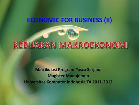 ECONOMIC FOR BUSINESS (II)
