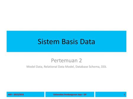 Pertemuan 2 Model Data, Relational Data Model, Database Schema, DDL