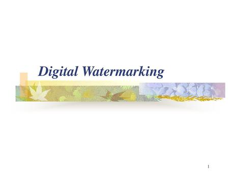 Digital Watermarking.