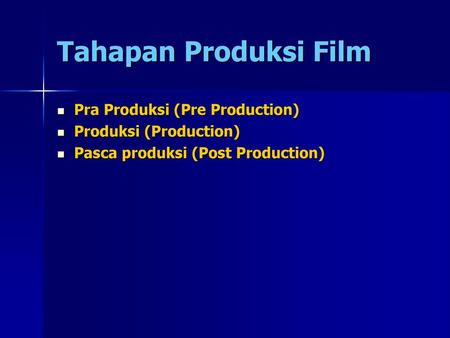 Tahapan Produksi Film Pra Produksi (Pre Production)