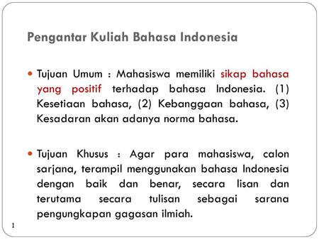 Pengantar Kuliah Bahasa Indonesia