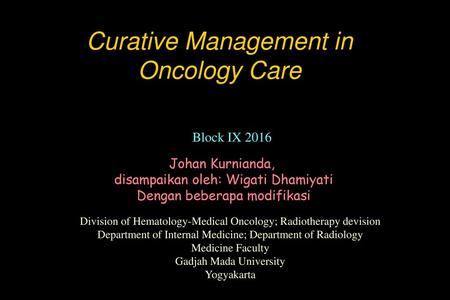 Curative Management in Oncology Care