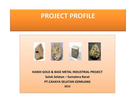 PROJECT PROFILE KANDI GOLD & BASE METAL INDUSTRIAL PROJECT