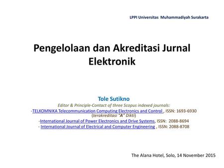 Pengelolaan dan Akreditasi Jurnal Elektronik