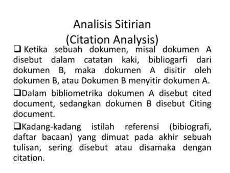 Analisis Sitirian (Citation Analysis)