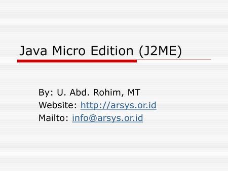 Java Micro Edition (J2ME)