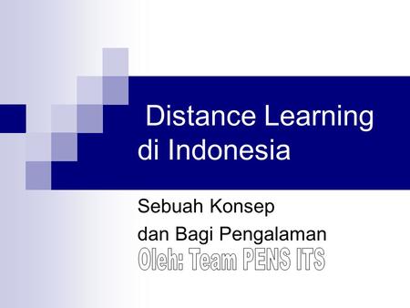 Distance Learning di Indonesia