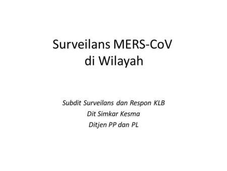 Surveilans MERS-CoV di Wilayah