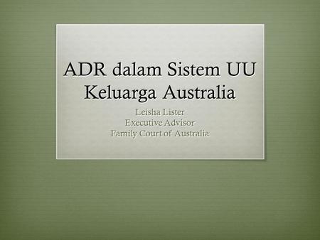 ADR dalam Sistem UU Keluarga Australia