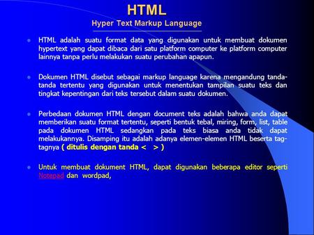 HTML Hyper Text Markup Language