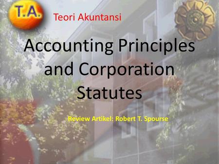 Accounting Principles and Corporation Statutes