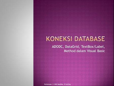 ADODC, DataGrid, TextBox/Label, Method dalam Visual Basic