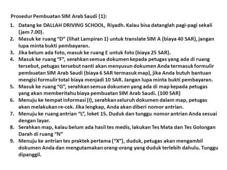 Prosedur Pembuatan SIM Arab Saudi (1):