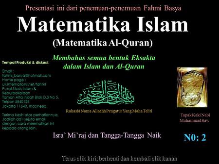 Matematika Islam (Matematika Al-Quran) N0: 2