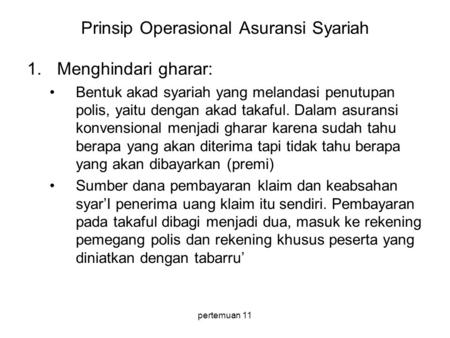 Prinsip Operasional Asuransi Syariah