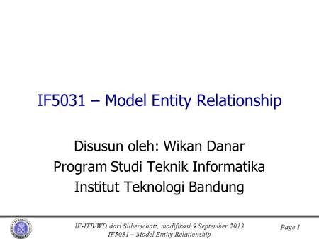 IF5031 – Model Entity Relationship