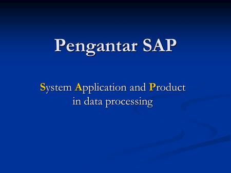 System Application and Product in data processing