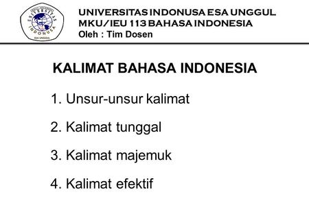 KALIMAT BAHASA INDONESIA