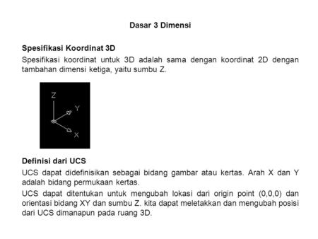 Dasar 3 Dimensi Spesifikasi Koordinat 3D