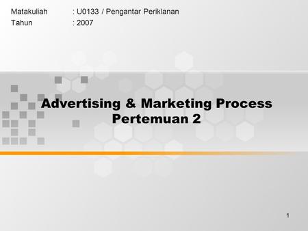 Advertising & Marketing Process Pertemuan 2