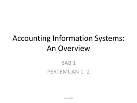 Accounting Information Systems: An Overview