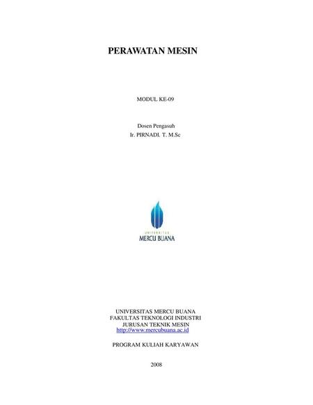 PERAWATAN MESIN JURUSAN TEKNIK MESIN