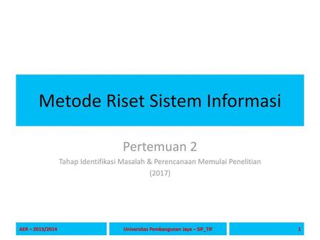 Metode Riset Sistem Informasi