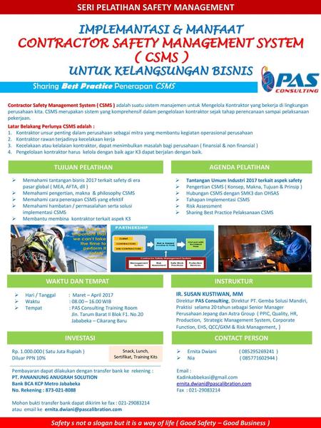 CONTRACTOR SAFETY MANAGEMENT SYSTEM ( CSMS )