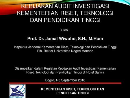 Prof. Dr. Jamal Wiwoho, S.H., M.Hum KEMENTERIAN RISET, TEKNOLOGI DAN