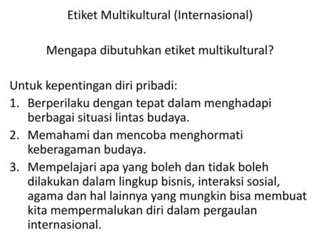 Etiket Multikultural (Internasional)