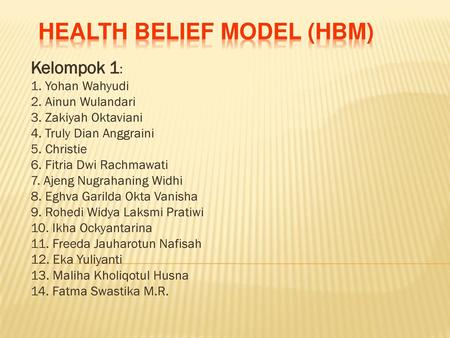 HEALTH BELIEF MODEL (HBM)