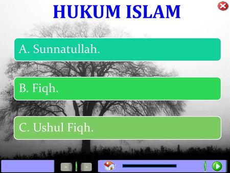 HUKUM ISLAM A. Sunnatullah. B. Fiqh. C. Ushul Fiqh.
