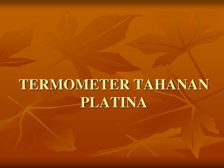 TERMOMETER TAHANAN PLATINA