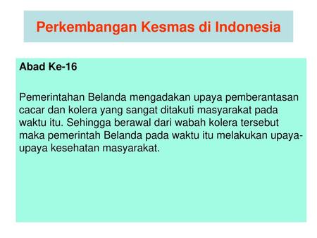 Perkembangan Kesmas di Indonesia