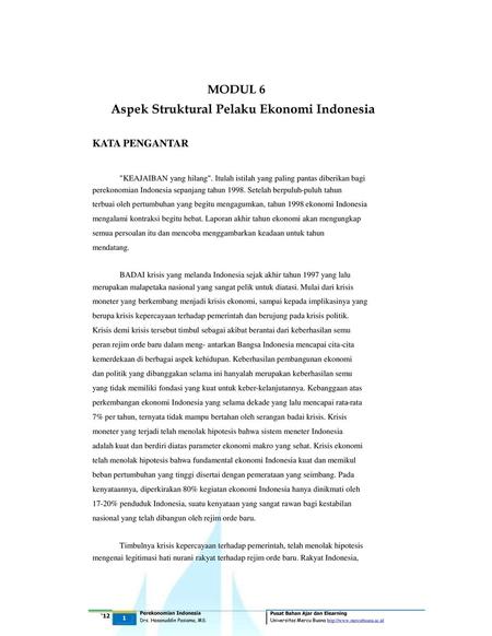 MODUL 6 Aspek Struktural Pelaku Ekonomi Indonesia KATA PENGANTAR