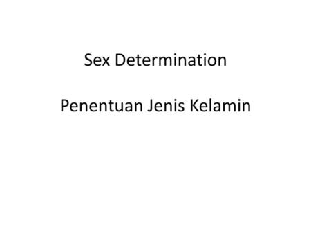 Sex Determination Penentuan Jenis Kelamin