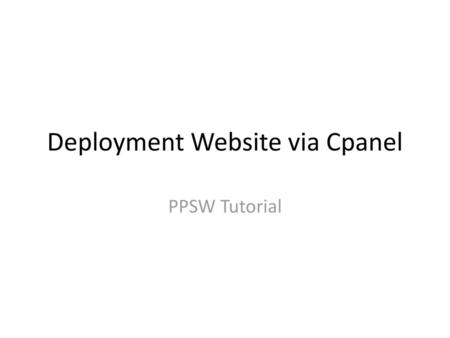 Deployment Website via Cpanel