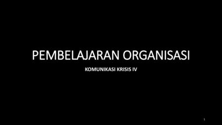 PEMBELAJARAN ORGANISASI