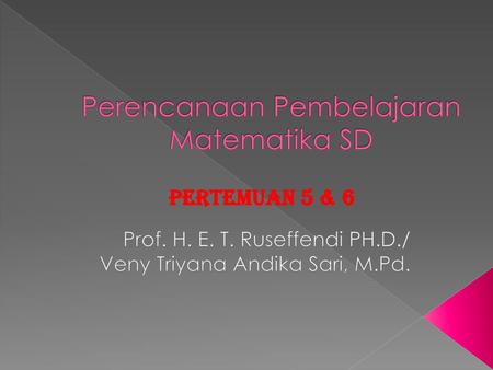 Perencanaan Pembelajaran Matematika SD