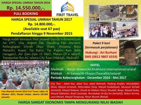 Rp ,-. FULL BOOKING HARGA SPESIAL UMRAH TAHUN 2017