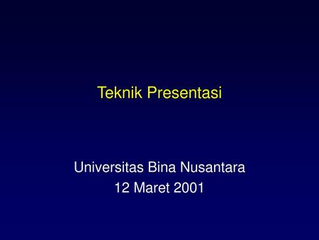 Universitas Bina Nusantara 12 Maret 2001